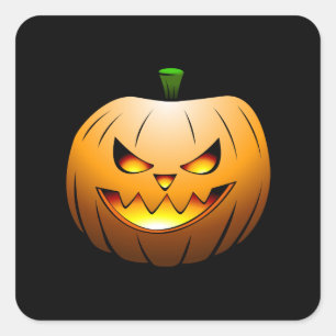Brennender Halloween-Kürbis auf Aufklebern Quadratischer Aufkleber