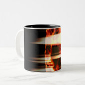 brennender Planet Zweifarbige Tasse (Vorderseite Links)