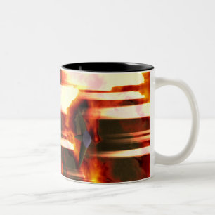 brennender Planet Zweifarbige Tasse