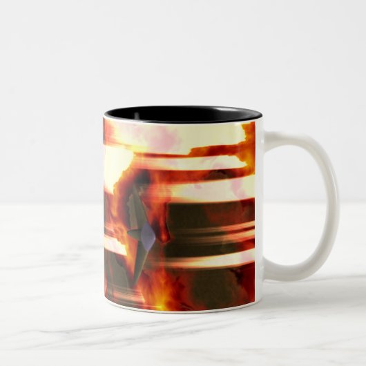 brennender Planet Zweifarbige Tasse (Rechts)