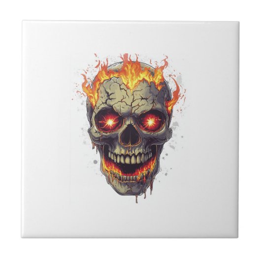 Brennender Schädel Inferno Fliese (Vorderseite)