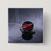 Brennender Weihrauch auf Schüssel Blumenblätter Button (Vorderseite)