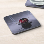 Brennender Weihrauch auf Schüssel Blumenblätter Getränkeuntersetzer (Linke Seite)