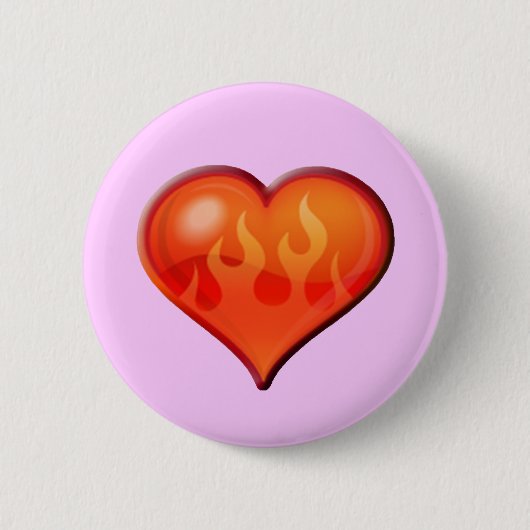 brennendes Flammenherz Button (Vorderseite)