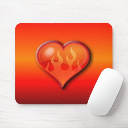 brennendes Flammenherz Mousepad (Mit Mouse)