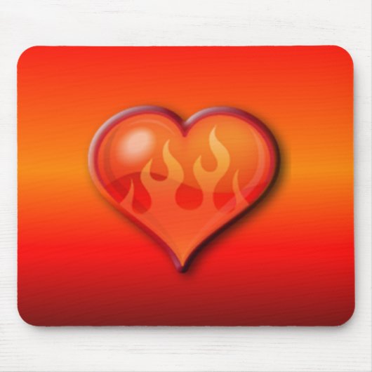 brennendes Flammenherz Mousepad (Vorne)