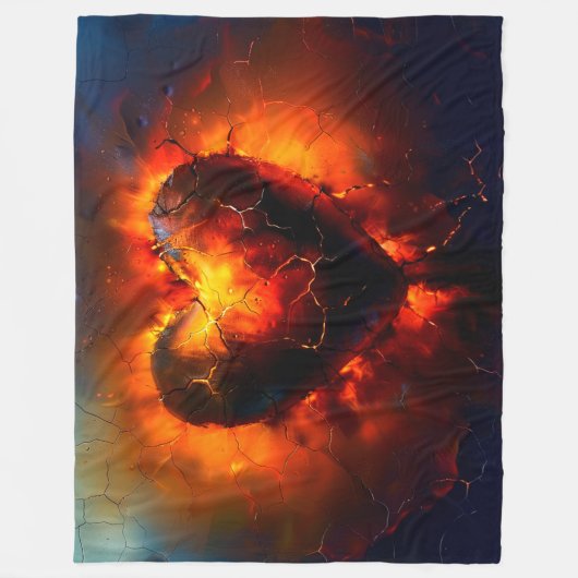 brennendes Herz Fleecedecke (Vorderseite)