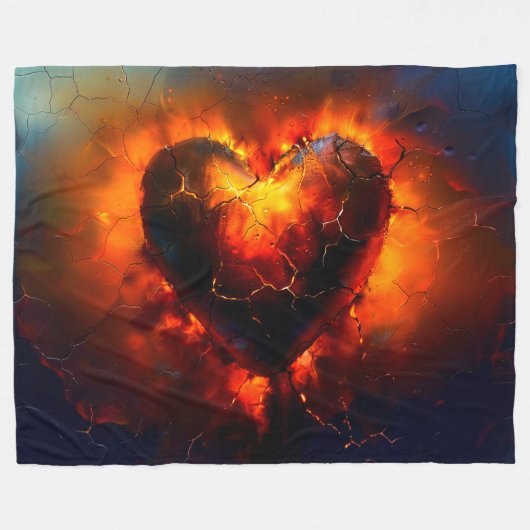 brennendes Herz Fleecedecke (Vorderseite (Horizontal))