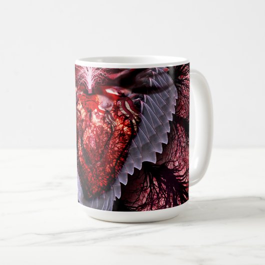 brennendes Herz Kaffeetasse (VorderseiteRechts)