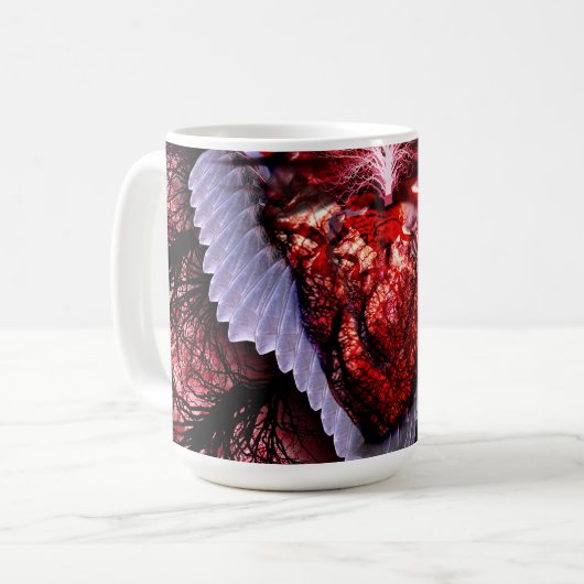 brennendes Herz Kaffeetasse (Vorderseite Links)