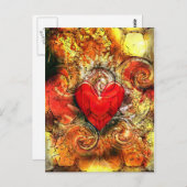Brennendes Herz Postkarte (Vorne/Hinten)