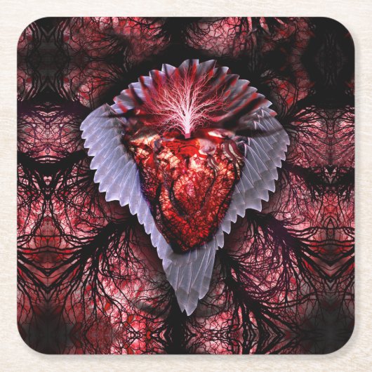 brennendes Herz Rechteckiger Pappuntersetzer (Vorderseite)