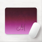 Brennendes rosa Ombre Monogramm Burgunders Mousepad (Mit Mouse)