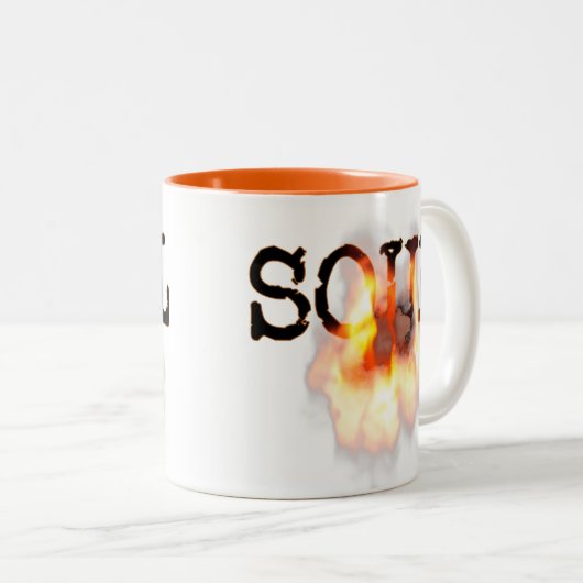 Brennendes SOUL auf Feuer Zweifarbige Tasse (VorderseiteRechts)