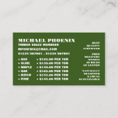 Brennholz, Holz/Holz/Holzgarten Visitenkarte (Rückseite)