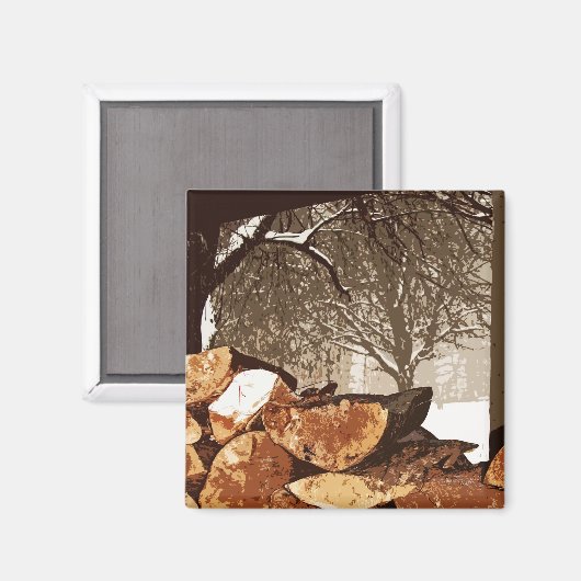 Brennholz Magnet (Vorderseite/Rückseite)