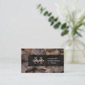 Brennholz-Monogramm-Visitenkarten Visitenkarte (Stehend Vorderseite)