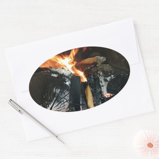 Brennholz Ovaler Aufkleber (Umschlag)