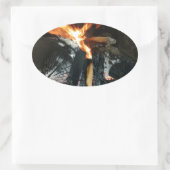 Brennholz Ovaler Aufkleber (Tasche)