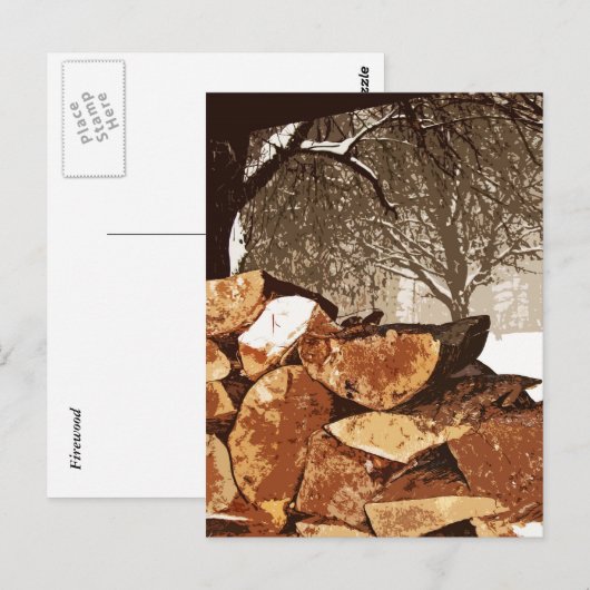 Brennholz Postkarte (Vorne/Hinten)