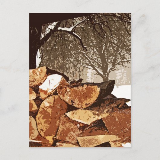 Brennholz Postkarte (Vorderseite)