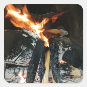 Brennholz Quadratischer Aufkleber