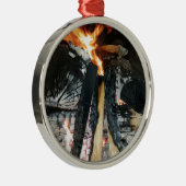 Brennholz Silbernes Ornament (Rechts)