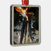 Brennholz Silbernes Ornament (Rechts)