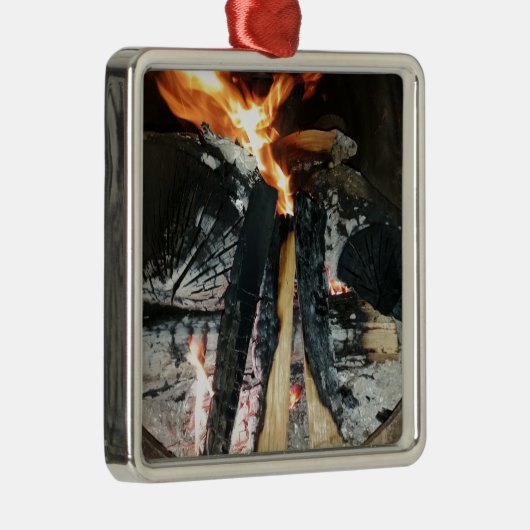Brennholz Silbernes Ornament (Rechts)