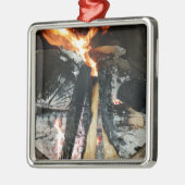 Brennholz Silbernes Ornament (Links)