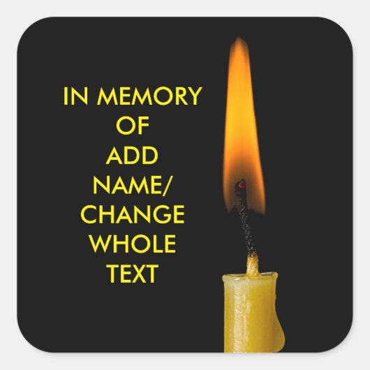Brennkerze und Ihr Text Quadratischer Aufkleber (Vorderseite)