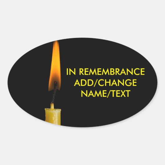 Brennkerze und Text-Version zwei Ovaler Aufkleber (Vorderseite)