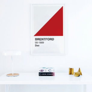 Brentford Bee Red and White - White Border Poster