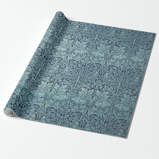 Brer Rabbit von William Morris Blue Textile Patter Geschenkpapier (Ungerollt)
