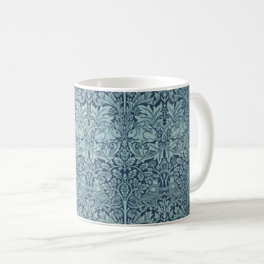 Brer Rabbit von William Morris Blue Textile Patter Kaffeetasse (VorderseiteRechts)