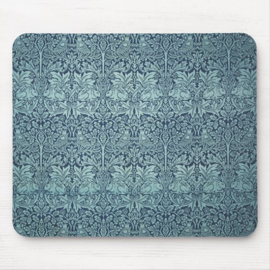 Brer Rabbit von William Morris Blue Textile Patter Mousepad (Vorne)
