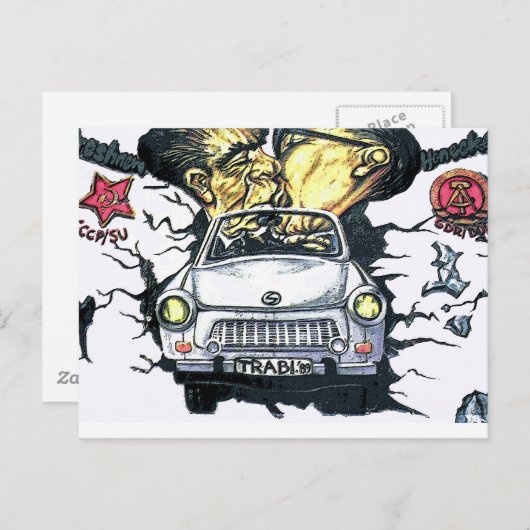 Breschnew & Honecker, Trabant Car , Berlin (pst) Postkarte (Vorne/Hinten)