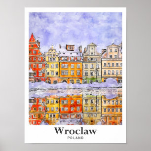 Breslau Polen Reisen Wasserfarben Sketch Hand geze Poster