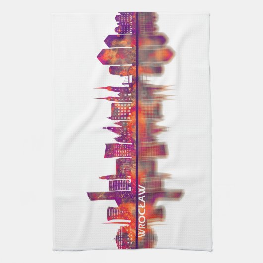 Breslau Polen Skyline Geschirrtuch (Vertikal)