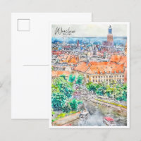 Breslau Polen Vintage Reise Aquarell