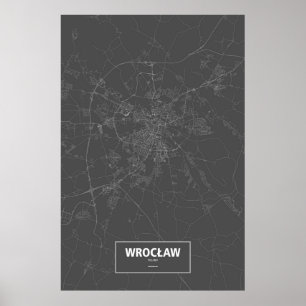 Breslau, Polen (weiß auf schwarz) Poster