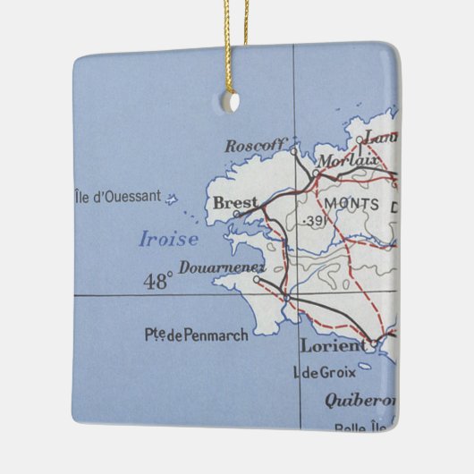 Brest France Vintag Map Keramikornament (Links)