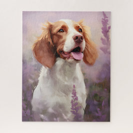 Bretagischer Hund auf dem Lavenderfeld Puzzle