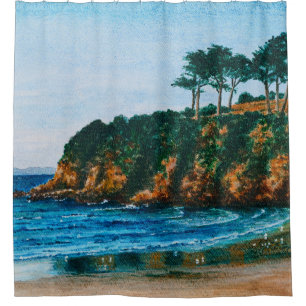 Bretagne Beach Akrylgemälde, Tube Duschvorhang
