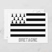 Bretagne-Flagge mit Namen Postkarte (Vorne/Hinten)