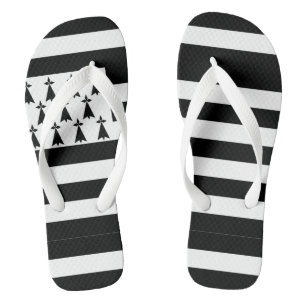 Bretagne (Gwenn-ha-du) Flagge Erwachsene Flip Flop Badesandalen