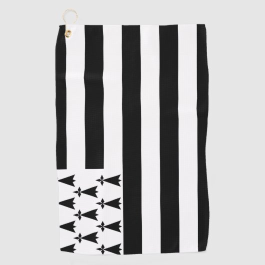 Bretagne (Gwenn-ha-du) Flagge Golf Towel Golfhandtuch (Vorderseite)