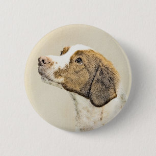 Bretagne Malerei - Niedliche Hundekunst Button