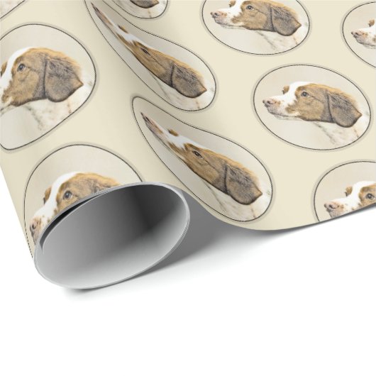 Bretagne Malerei - Niedliche Hundekunst Geschenkpapier (Rolleneckpunkt)