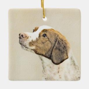 Bretagne Malerei - Niedliche Hundekunst Keramikornament